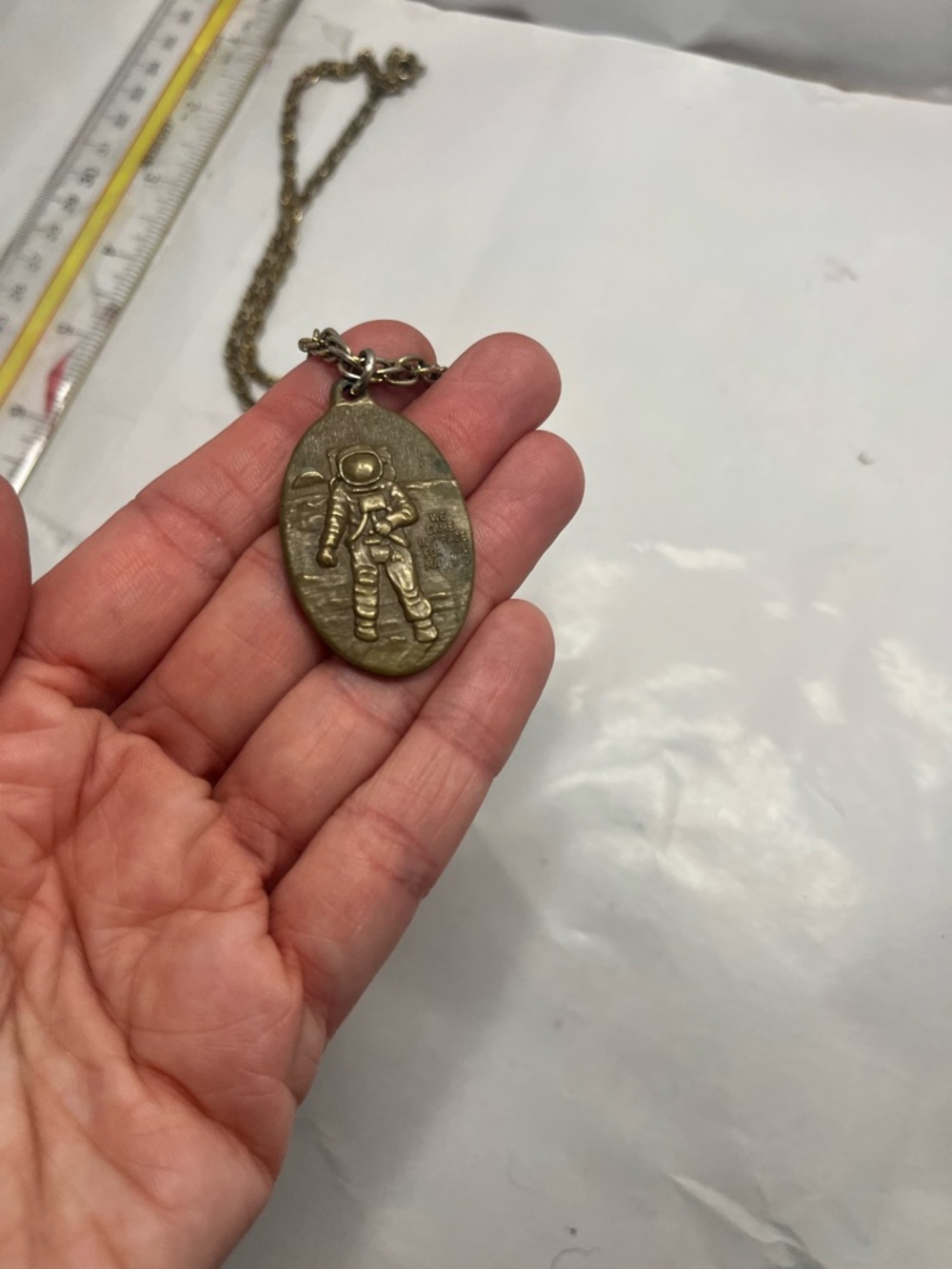 Vintage Astronaut Pendant We Came in Peace NASA Apollo 11 Space charm